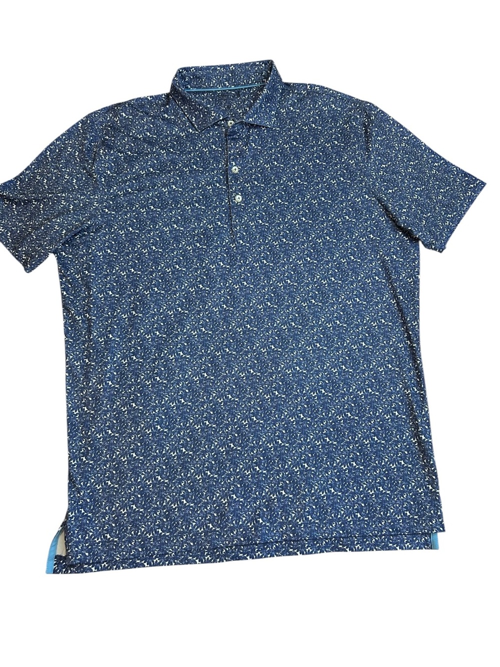 Johnnie-O Performance Polo Shirt Mens Large Blue Floral Golf Preppy Classic AOP